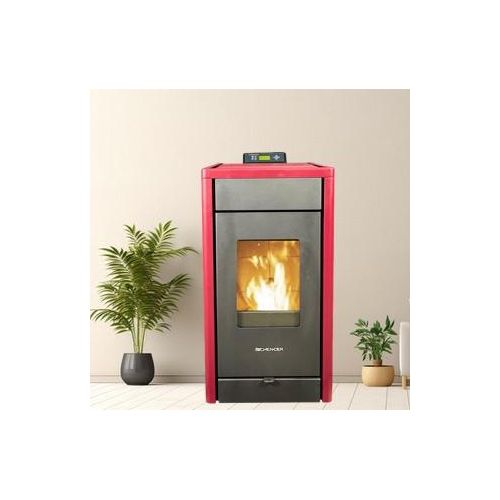 SCHENGER Pelletofen HP07 Rot 8,0kW A++ Vollautomatisch+WIFI+Eco Modus