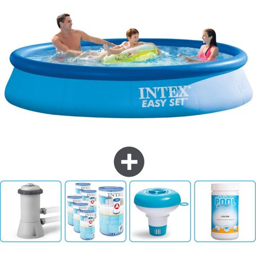 Intex runder aufblasbarer Easy Set-Schwimmpool – 366 x 76 cm – Blau – inklusive Pumpe Filter - Chlorschwimmer - Chlor
