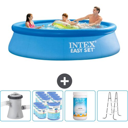 Intex runder aufblasbarer Easy Set-Schwimmpool – 305 x 76 cm – Blau – inklusive Pumpe Filter - Chlor - Leiter
