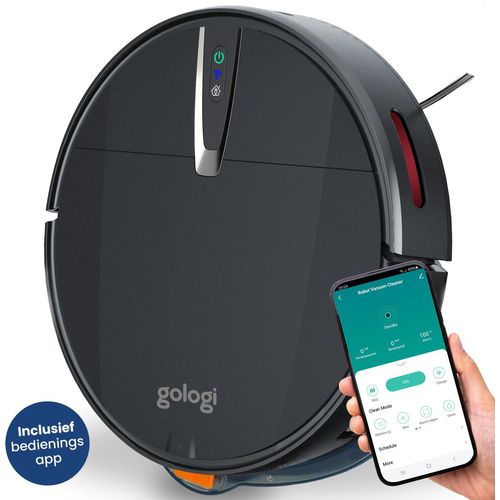 Gologi Staubsaugerroboter mit Wischfunktion - Automatisch - Kabelloser Staubsaugerroboter mit Ladestation - 45 dB - Schwarz