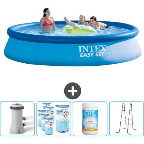 Intex runder aufblasbarer Easy Set-Schwimmpool – 396 x 84 cm – Blau – inklusive Pumpe Filter - Chlor - Leiter