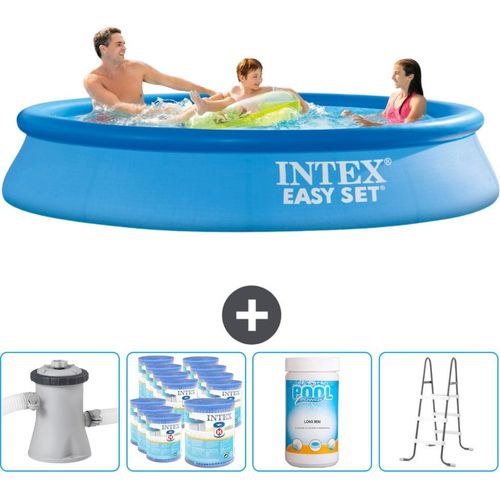 Intex runder aufblasbarer Easy Set-Schwimmpool – 305 x 61 cm – Blau – inklusive Pumpe Filter - Chlor - Leiter