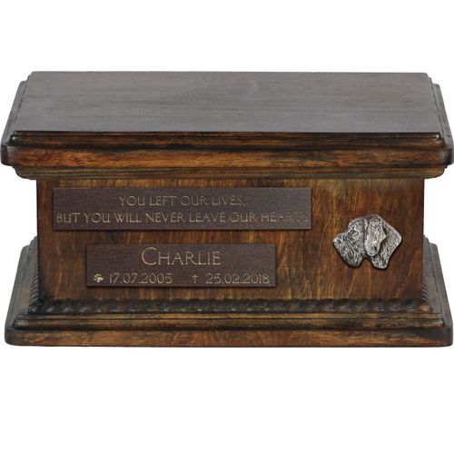 Deutsch Drahthaar - hölzerne Urne für die Asche eines Hundes, personalisierte Urne mit Gravur, kleine Urne für Hundesasche von der Marke Art-Dog