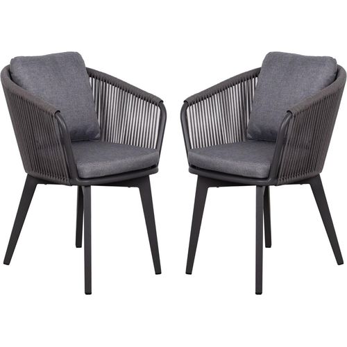 2er Set Diningsessel Cadiz Rope - Aluminium Gestell grau