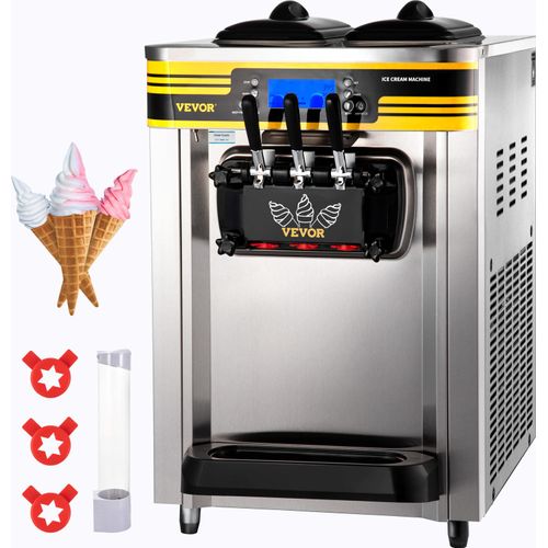 VEVOR Eismaschinen Kommerzielle Softeismaschine 2350 W 22-30 L/Std. 3 Geschmack mit LCD-Display Eiscrememaschine Speiseeismaschine