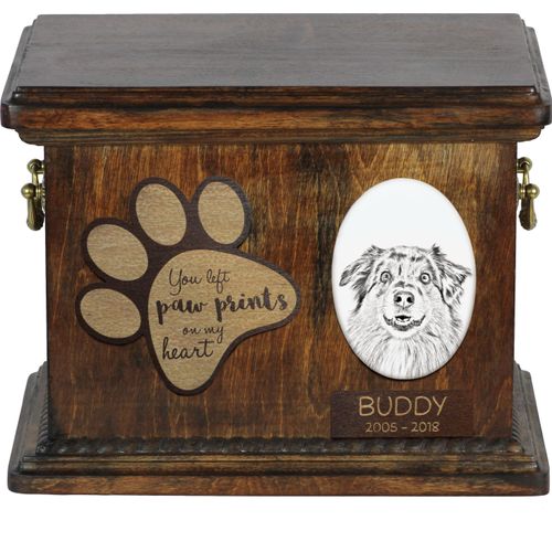 Australischer Schaferhund, Australian Shepherd - Hund Ascheurne, personalisierte Ascheurne mit Foto, Hund Ascheurne von der Marke Art-Dog