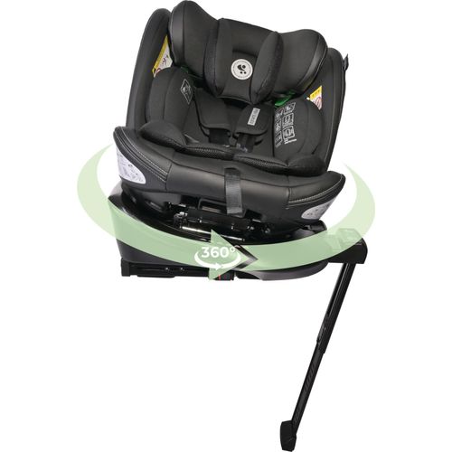 Lorelli Auto Kindersitz Estate mit Isofix Basis und Stabilisierungsbein, Mitwachsender Autositz i-Size 40-150cm, Babysitz, 360 Grad drehbar, schwarz
