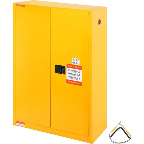 VEVOR Sicherheitsschrank für brennbare Flüssigkeiten, 45 Gal, Lagerschrank für brennbare Flüssigkeiten aus kaltgewalztem Stahl, 42,9 x 18,1 x 65,2 Zoll, explosionsgeschützt, mit 2 verstellbaren Regale