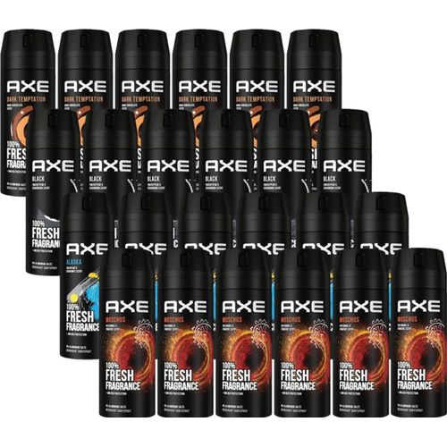 AXE Bodyspray Deo 4er Bundle mit 6x150ml Black, 6x150ml Dark Temptation, 6x150ml Alaska, 6x150ml Moschus