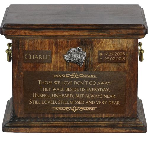 Staffordshire Bull Terrier, Staffordshire Bullterrier Personalisierte Hundeurne mit Gravur, Erinnerungsbox für Hundeknochen von der Marke Art-Dog