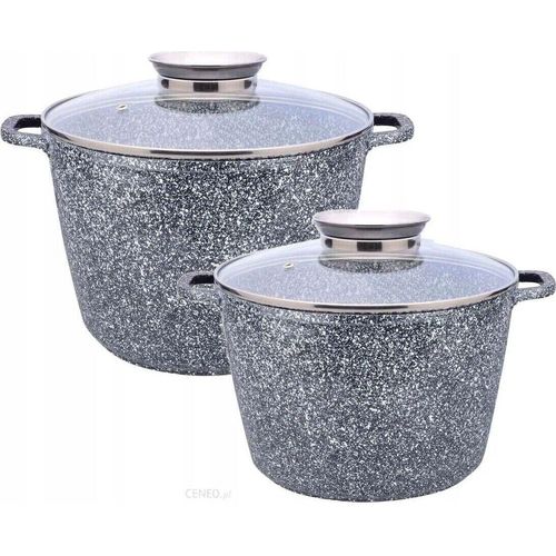 Graue Topfset 4tlg, Große Töpfe, Topf Kompotttopf Suppentopf Kochtopf Steinbeschichtung, Induktionstöpfe, GLASDECKEL ( 10.2L / 14.2L)