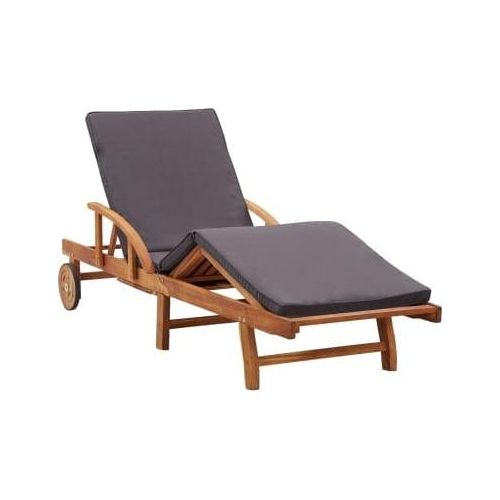 Sonnenliege mit Auflage Massivholz Akazie