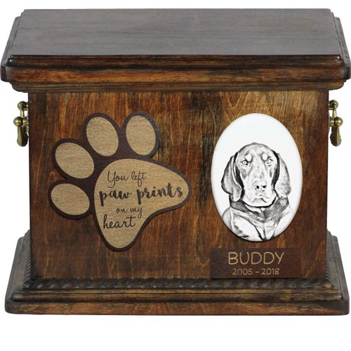 Schwarz-Lohfarbener Waschbärenhund, Black and Tan Coonhound - Hund Ascheurne, personalisierte Ascheurne mit Foto, Hund Ascheurne von der Marke Art-Dog