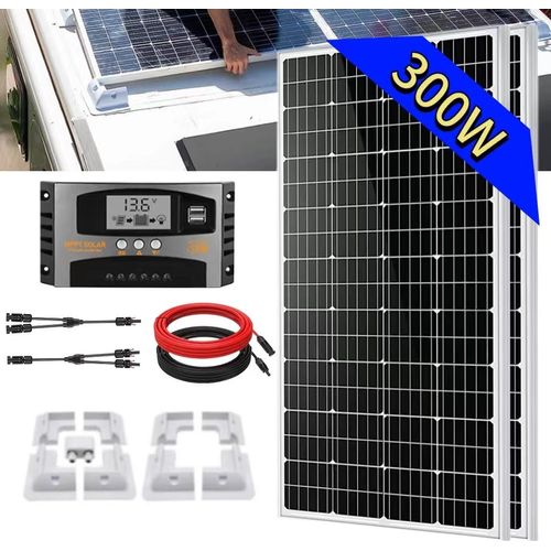 300W Wohnmobilpaket mit Solarpanel Halterung für Wohnmobile, Solarpanel Kit 12V Monokristallin Solarmodule