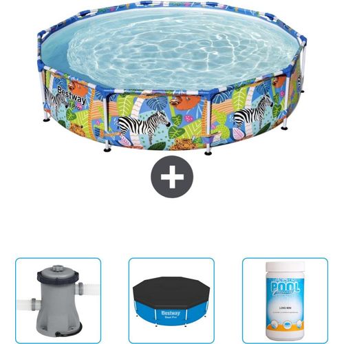 Bestway Round Steel Pro-Schwimmbecken – 305 x 66 cm – Dschungel-Druck – im Lieferumfang enthalten Pumpe - Abdeckung - Chlor