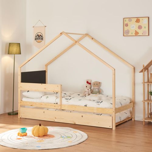Doppel-Kinderbett 'Sodankylä' mit Ausziehbett 90x200cm Kiefernholz Natur