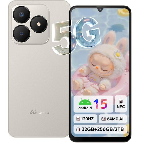 Neo S25 Pro 5G Android 15 Smartphone Ohne Vertrag 32GB+256GB/TF 2TB, 6.75" 120Hz 5280mAh 64MP+16MP 4G Dual SIM Handy NFC GPS/Widevine L1, Gold