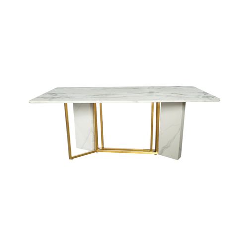 Modig M41 Tisch 180cm Rechteckig, Weiß mit Goldenen Akzenten