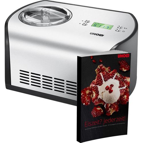 Unold 488659 Eismaschine One inkl. Eisbuch mit 101 Rezepten | Speiseeisbereiter 1,2 L, LCD-Display Gefrierbereich bis ca. -30 °C, 135 Watt.