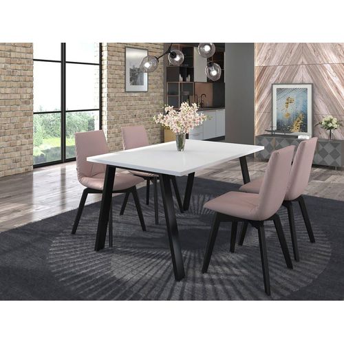 Industrieller Esstisch KLEAN 3 – weiß / mattschwarz