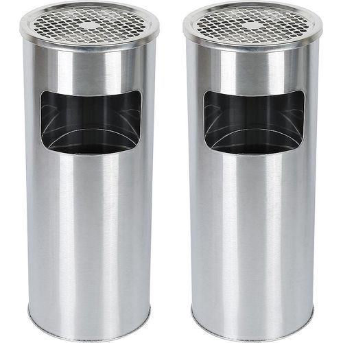 2x Mülleimer Edelstahl Mülleimer Küche Mülleimer Metall silbern