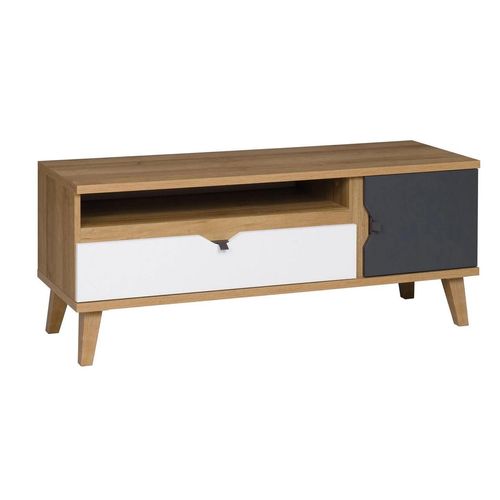 TV-Ständer LARNAKA - goldene Eiche / weiß / graphit