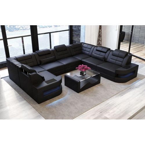 Wohnlandschaft Como – Sofa mit Licht echtes Büffelleder