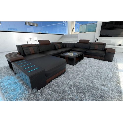 Ledersofa Wohnlandschaft Bellagio XL Mini Echtleder