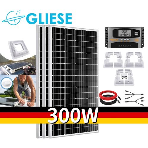 300W Solarpanel Kit Mit Wohnmobilständer 12V Monokristallin Solarmodule 3x100W PV Halterung für RV