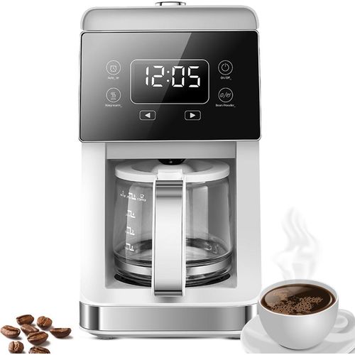 Filterkaffeemaschine, 5C10 Tassen, amerikanische Kaffeemaschine mit eingebautem Mahlwerk, 780 ml Wassertank, warm haltende Kaffeekanne, Americano-Arbeitsplatte, Mahl- und Bruehkaffeemaschine fuer Kaffeebohnen/-pulver