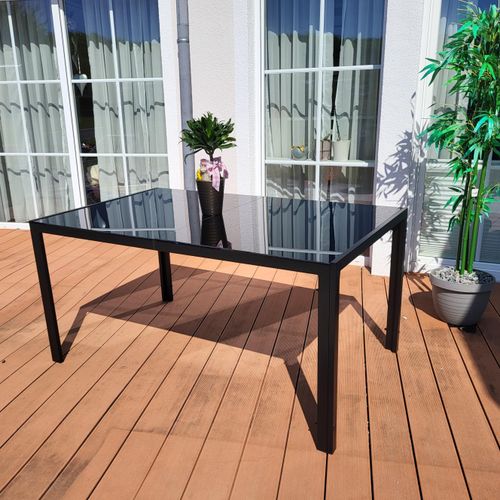 150cm Gartentisch POETTO Glastisch ESG Glasplatte Esstisch Tisch Aluminium