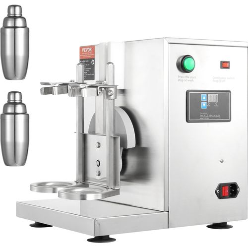 VEVOR Milchshake-Maschine, 120 W kommerzieller Milchtee-Shaker, Doppelkopf-Milchshake-Mixer, 0–180 s einstellbarer Milchshake-Mixer, mit 750 ml Edelstahlbecher, für Milchtee-Laden