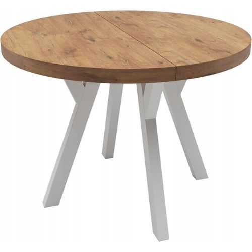 Weißer runder Tisch Eiche Lancelot Ungeklappt Ø90