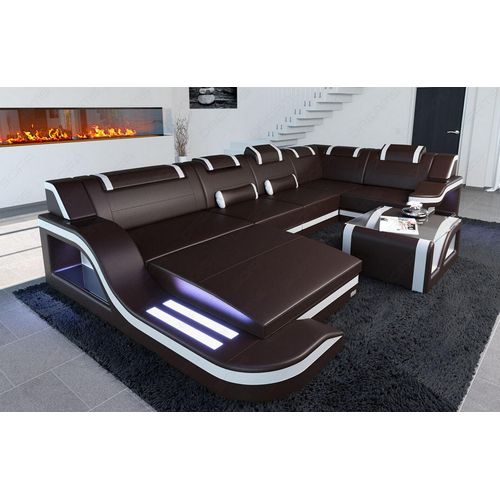 Ledersofa Wohnlandschaft Palermo Mini Echtleder