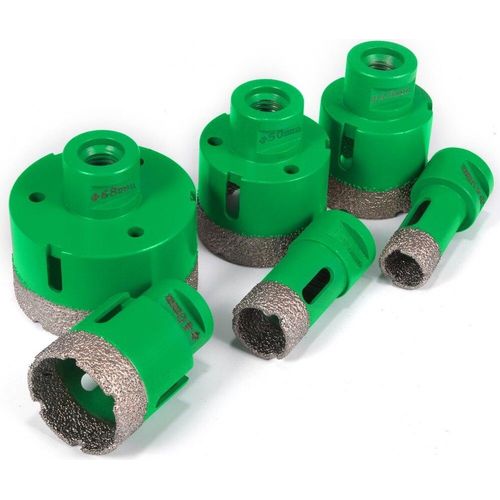 Diamant Lochsägen-Set - Lochsägensatz Fliesenbohrer - Lochsäge M14 Gewinde - Diamantbohrer 60 mm - Bohrerlänge Glasbohrer - Werkzeugkasten mit 6 Bohrern