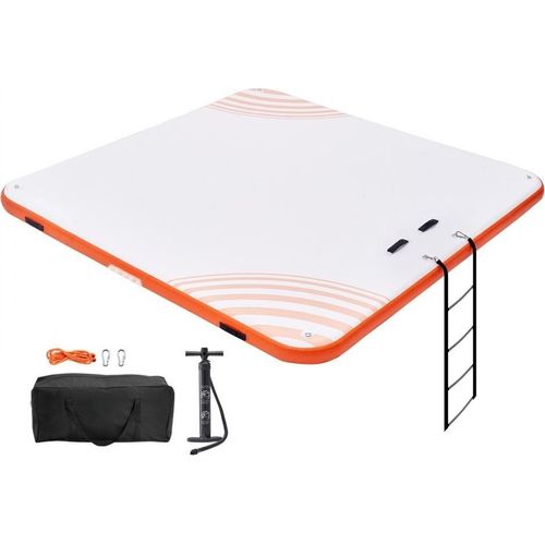 Aufblasbares Schwimmdock ''WasserOase''- 2,13 x 2,13 m - Dockplattform Insel für Pools - Rutschfeste Dockmatte, inkl. Tragetasche & Leiter - Schwimmplattform mit Komfort und Sicherheit