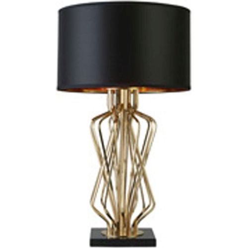 Nachttischlampe Metall rund Ø 42 cm 72 cm hoch in Gold Schwarz E27 Modern Tischleuchte
