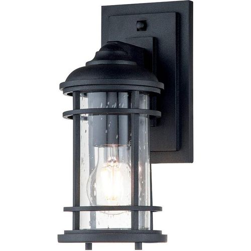 Außenlampe Wand Aluminium Glas E27 IP44 H: 29,2 cm Schwarz Maritim Wandlampe außen