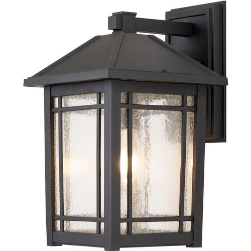 Außenlampe Wand Glas Aluminium E27 IP44 41,8 cm hoch Schwarz Rustikal Außenwandlampe