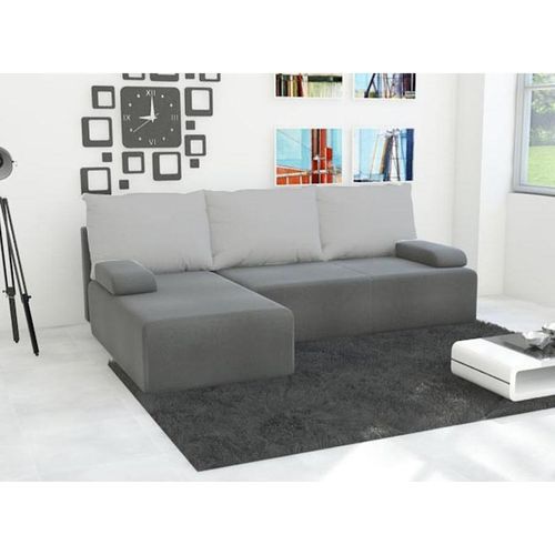 Easy4You Ecksofa Mini L-Form Grau/Asche – 202x79x140 cm - Schlafsofa mit Bettkasten und Schlaffunktion - Eckcouch mit Stauraum – Links – Stoff Mikrophase 27/14
