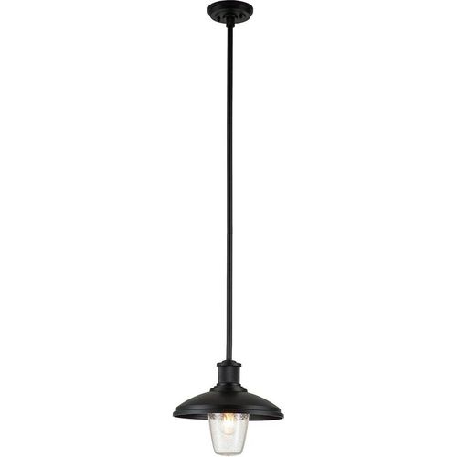 Außenlampe Aluminium Glas 30,5 cm breit H: max. 133,5 cm IP44 Schwarz rund Maritim Pendelleuchte außen