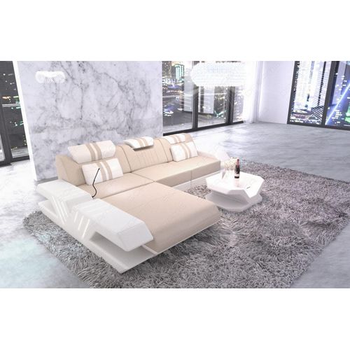 Stoffsofa Venedig mit Licht USB Webstoff Strukturstoff