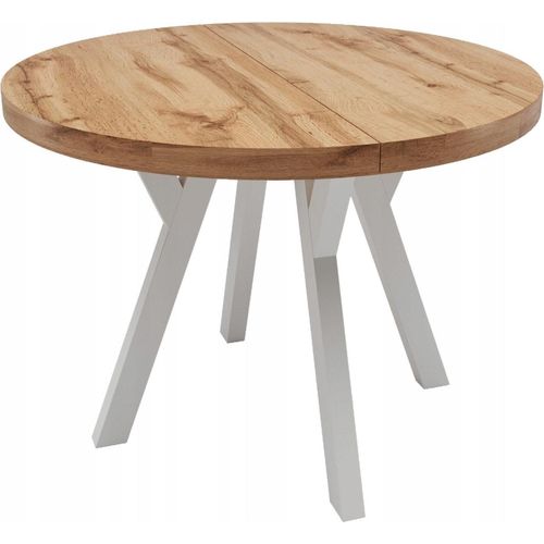Runder Tisch Weiß + Eiche CRAFT Unfolded Ø100