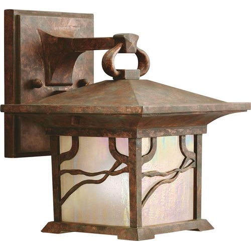 Außenleuchte Wand Aluminium Glas H: 20,6 cm IP44 in Kupfer Antik E27 Vintage