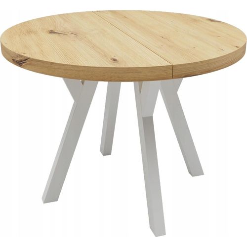 Runder nicht absetzbarer Tisch Weiß/Eiche ARTISAN Ø100