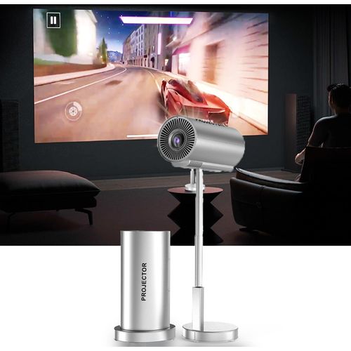 ZELURXX Beamer, Versteckter Hebekopf, Intelligenter Fokus, Geeignet für mehrere Projektionsmethoden, 21,5 x 12 x 12 cm, silbrig