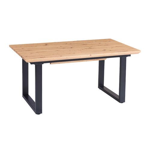 Esstisch Schweizer Kante MDF-Platte eichenfarben 160 x 90 U-Gestell schwarz Bird