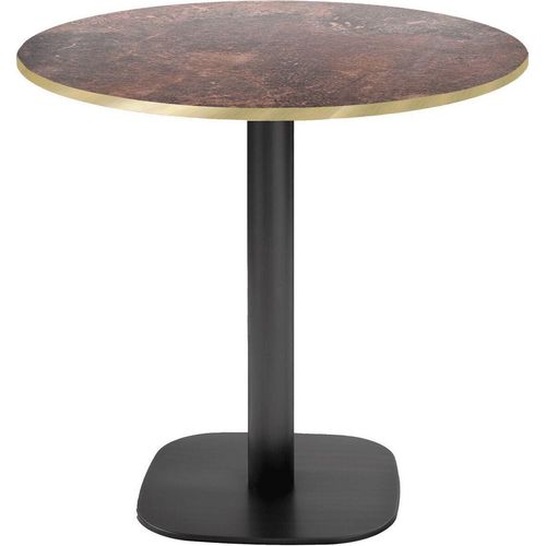 Runder Tisch Ø 70 cm – Rundes Roststeinmodell mit Messingkanten