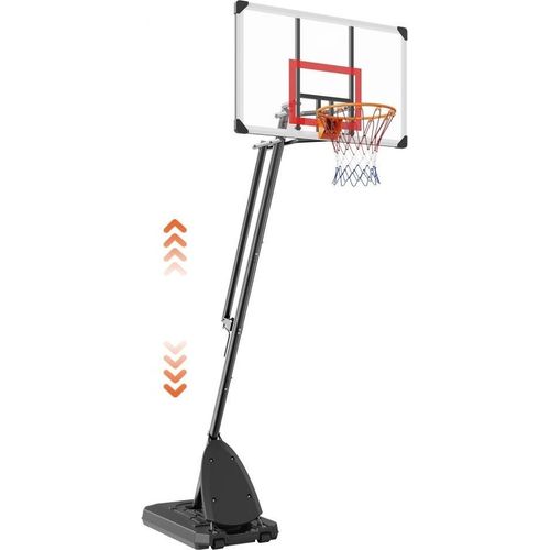 Basketballkorb im Freien - Höhenverstellbarer Basketballkorb mit Ständer - 483 mm Basketballständer mit Rollen - Basketball-Set für Kinder & Erwachsene - Ständer & befüllbarer Boden in Schwarz.