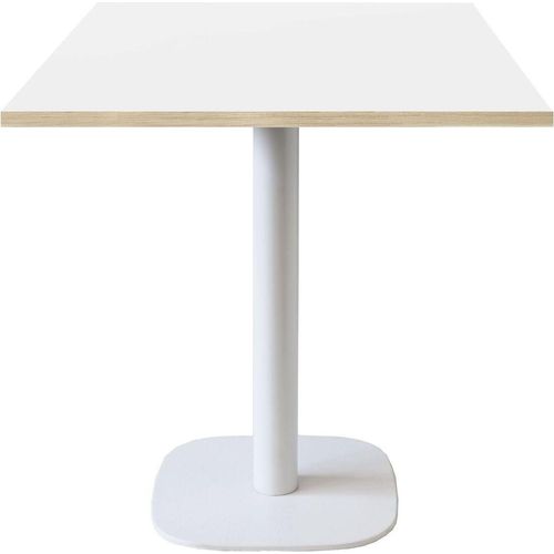 Tisch 70 x 70 cm – rundes Modell, weißes Bein, weiße Holzkanten